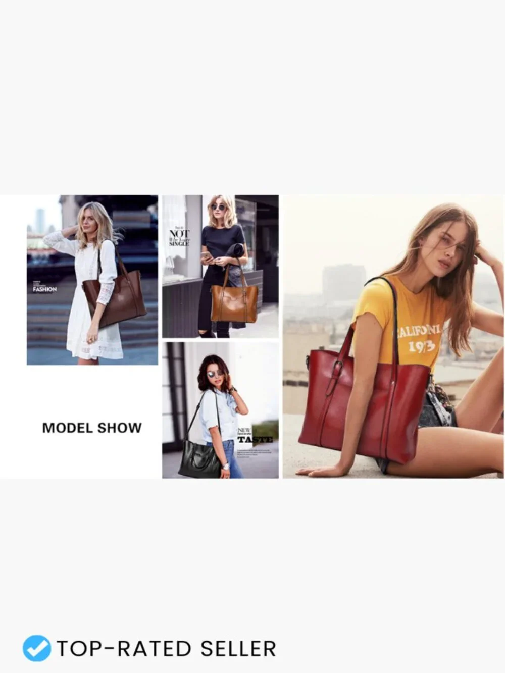 Faux Leather Tote Bag Top Handle Satchel Purse Work Shoulder Crossbody